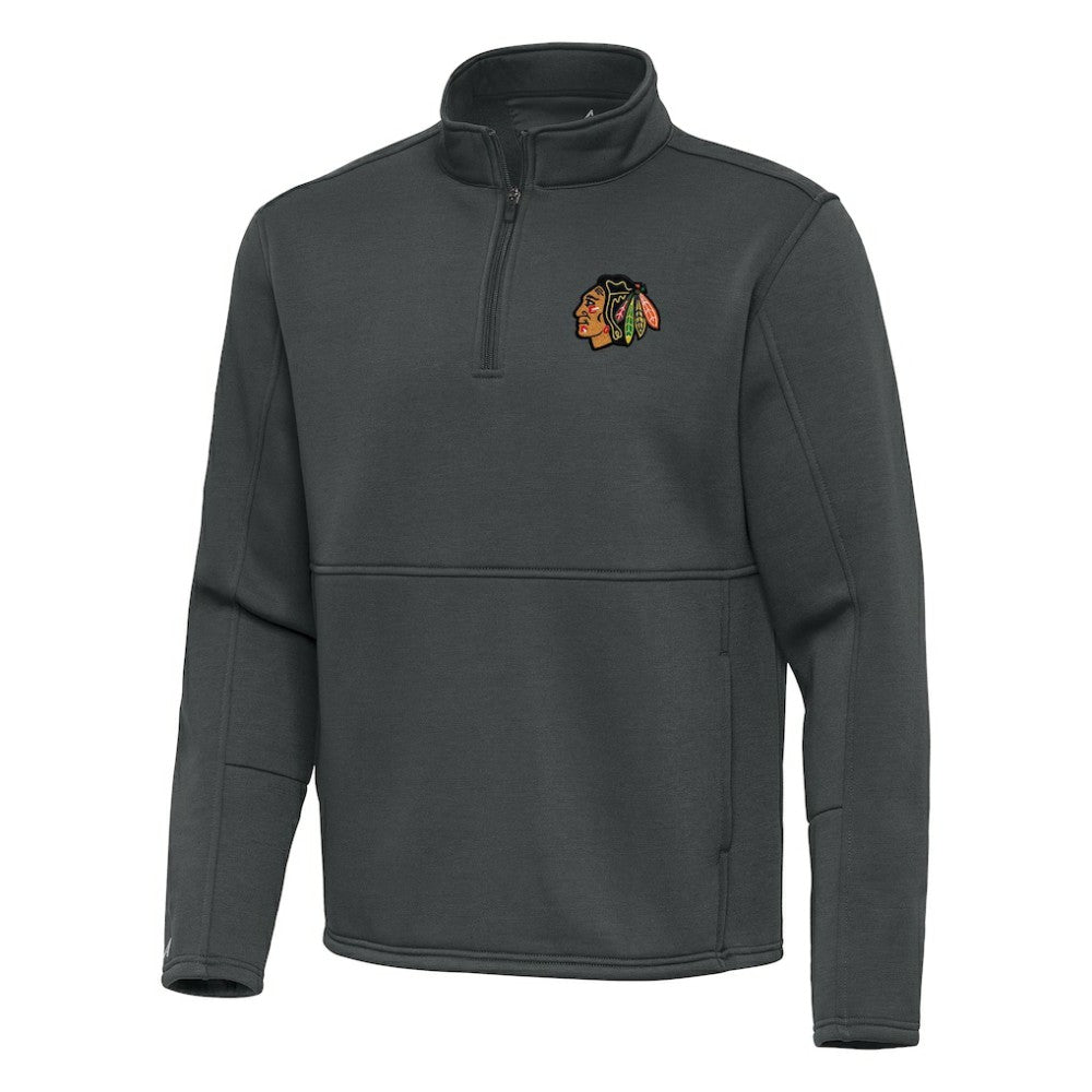 Chicago Blackhawks Antigua Twist Quarter-Zip Pullover Jacket - Pewter Pullover