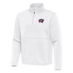 Columbus Blue Jackets Antigua Twist Quarter-Zip Pullover Jacket - White Pullover