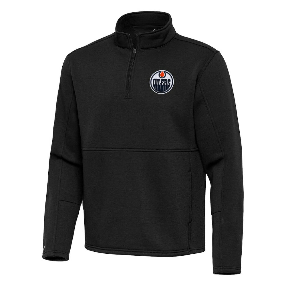 Edmonton Oilers Antigua Twist Quarter-Zip Pullover Jacket - Black Pullover