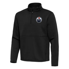 Edmonton Oilers Antigua Twist Quarter-Zip Pullover Jacket - Black Pullover