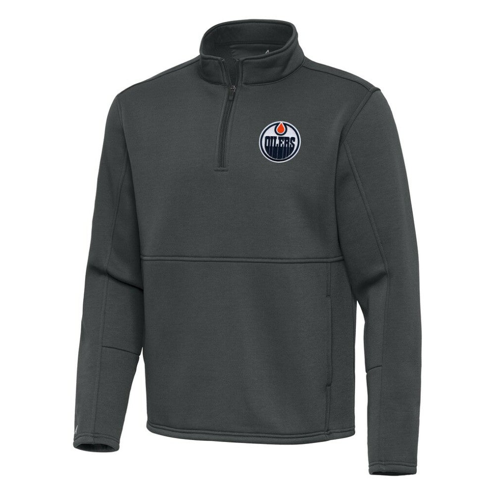 Edmonton Oilers Antigua Twist Quarter-Zip Pullover Jacket - Pewter Pullover