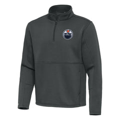 Edmonton Oilers Antigua Twist Quarter-Zip Pullover Jacket - Pewter Pullover