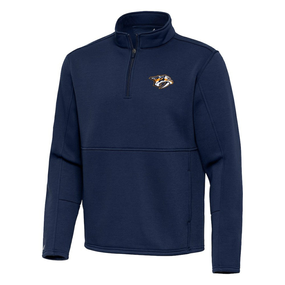 Nashville Predators Antigua Twist Quarter-Zip Pullover Jacket - Navy Pullover