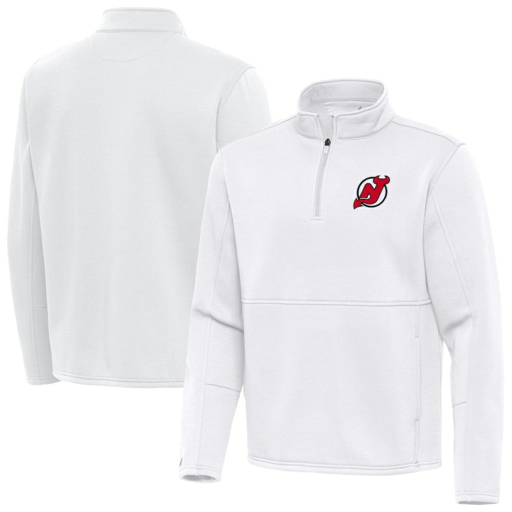 New Jersey Devils Antigua Twist Quarter-Zip Pullover Jacket - White Jerseys