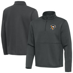 Pittsburgh Penguins Antigua Twist Quarter-Zip Pullover Jacket - Pewter Pullover