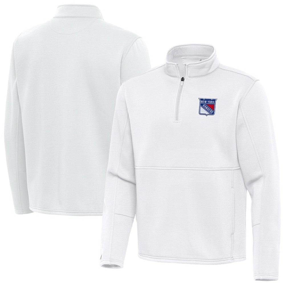 New York Rangers Antigua Twist Quarter-Zip Pullover Jacket - White Pullover
