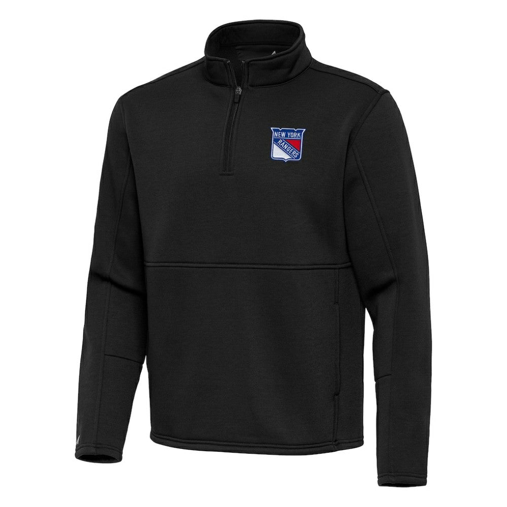 New York Rangers Antigua Twist Quarter-Zip Pullover Jacket - Black Pullover