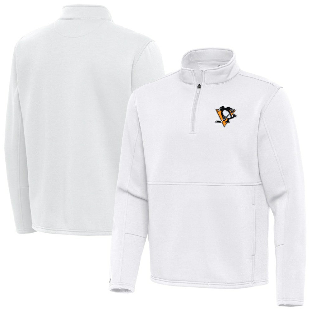 Pittsburgh Penguins Antigua Twist Quarter-Zip Pullover Jacket - White Pullover