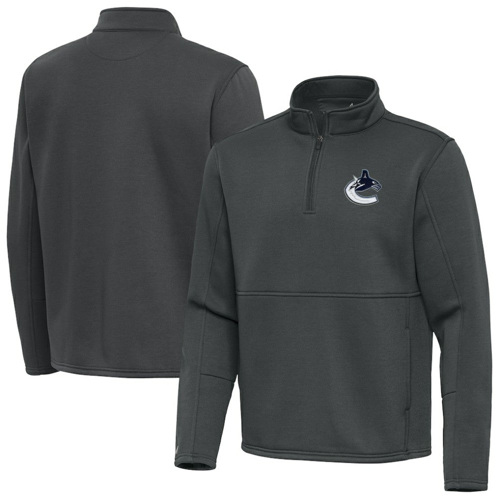 Vancouver Canucks Antigua Twist Quarter-Zip Pullover Jacket - Pewter Pullover