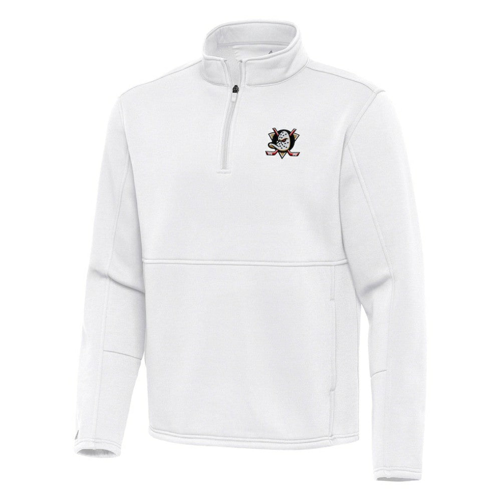 Anaheim Ducks Antigua Twist Quarter-Zip Pullover Jacket - White Pullover