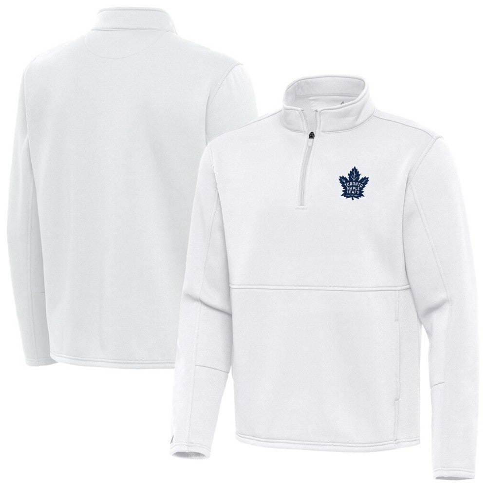 Toronto Maple Leafs Antigua Twist Quarter-Zip Pullover Jacket - White Pullover
