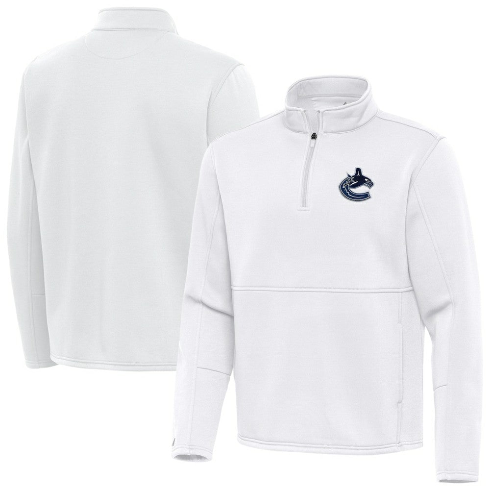 Vancouver Canucks Antigua Twist Quarter-Zip Pullover Jacket - White Pullover