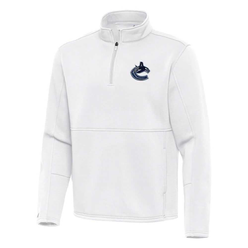 Vancouver Canucks Antigua Twist Quarter-Zip Pullover Jacket - White Pullover