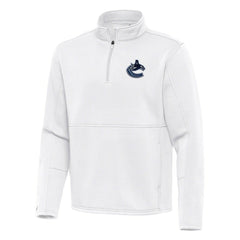 Vancouver Canucks Antigua Twist Quarter-Zip Pullover Jacket - White Pullover