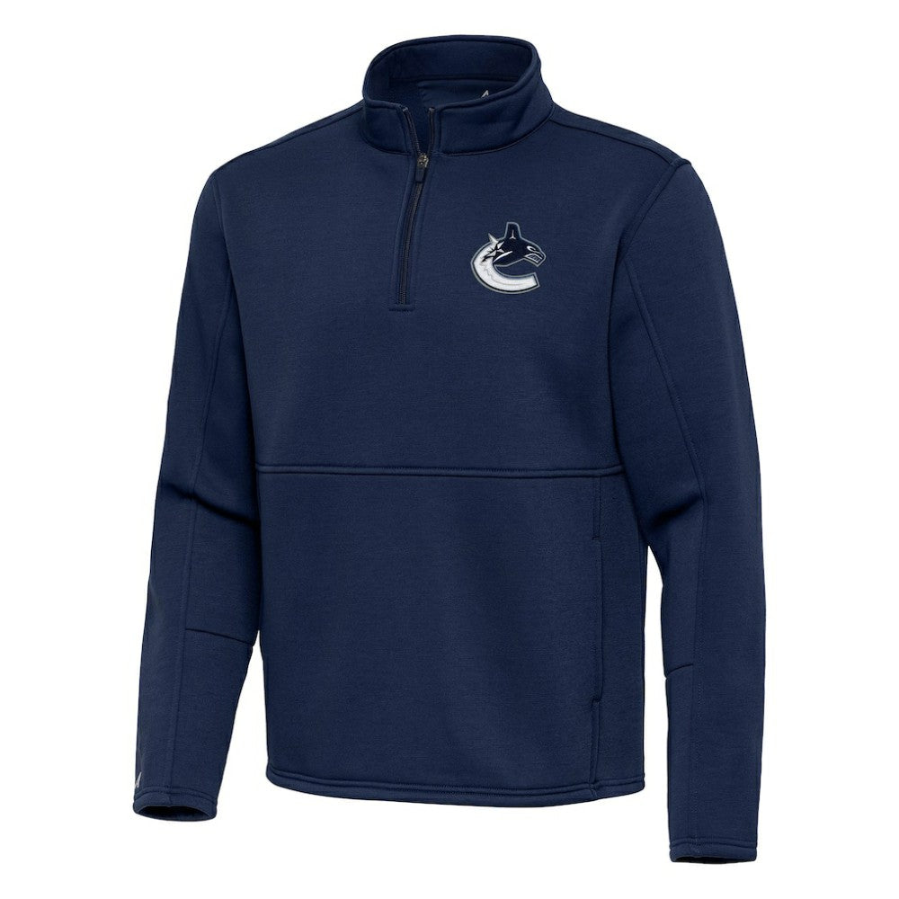 Vancouver Canucks Antigua Twist Quarter-Zip Pullover Jacket - Blue Pullover