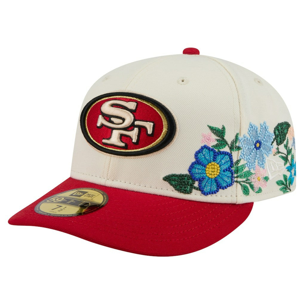 San Francisco 49ers New Era Tonal Floral 59FIFTY Fitted Hat - Cream/Scarlet online