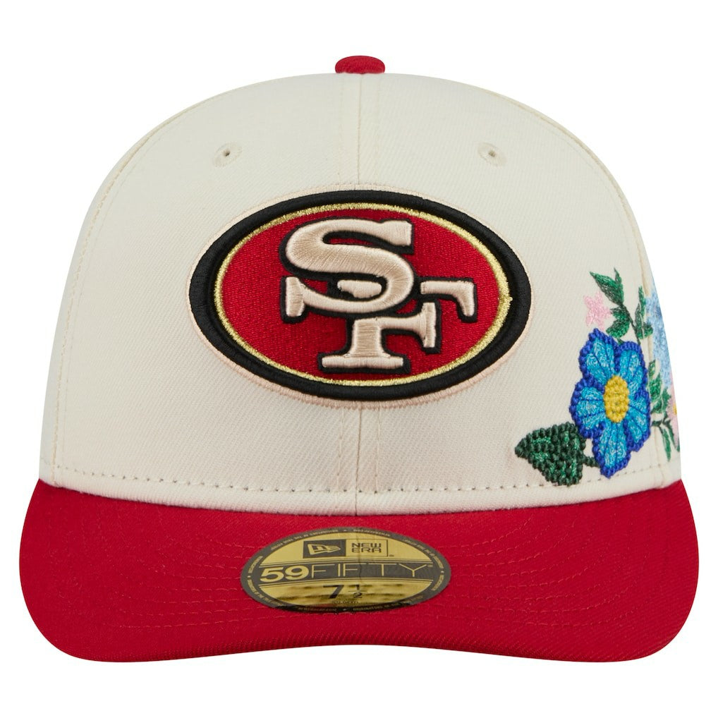 San Francisco 49ers New Era Tonal Floral 59FIFTY Fitted Hat - Cream/Scarlet online