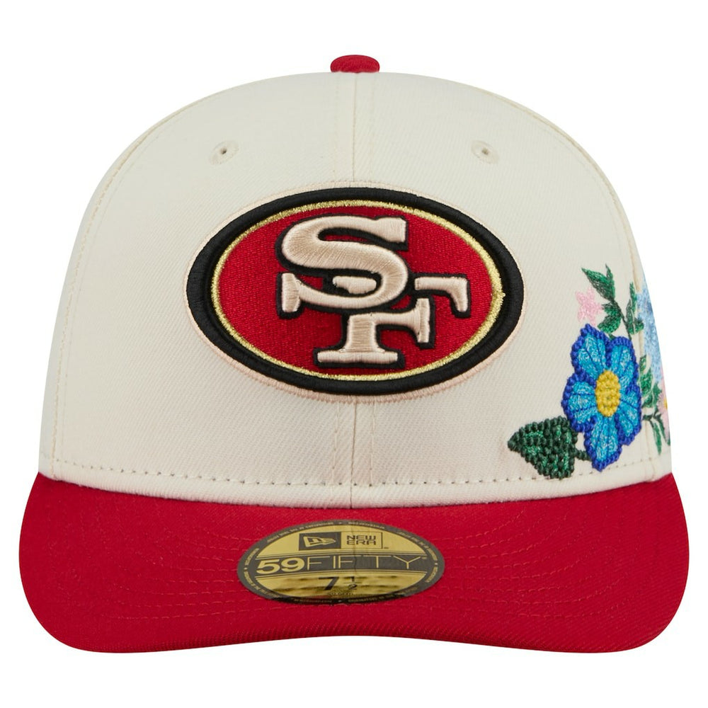 San Francisco 49ers New Era Tonal Floral 59FIFTY Fitted Hat - Cream/Scarlet online