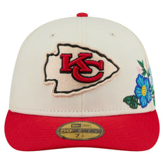Kansas City Chiefs New Era Tonal Floral 59FIFTY Fitted Hat - Cream/Red cheap