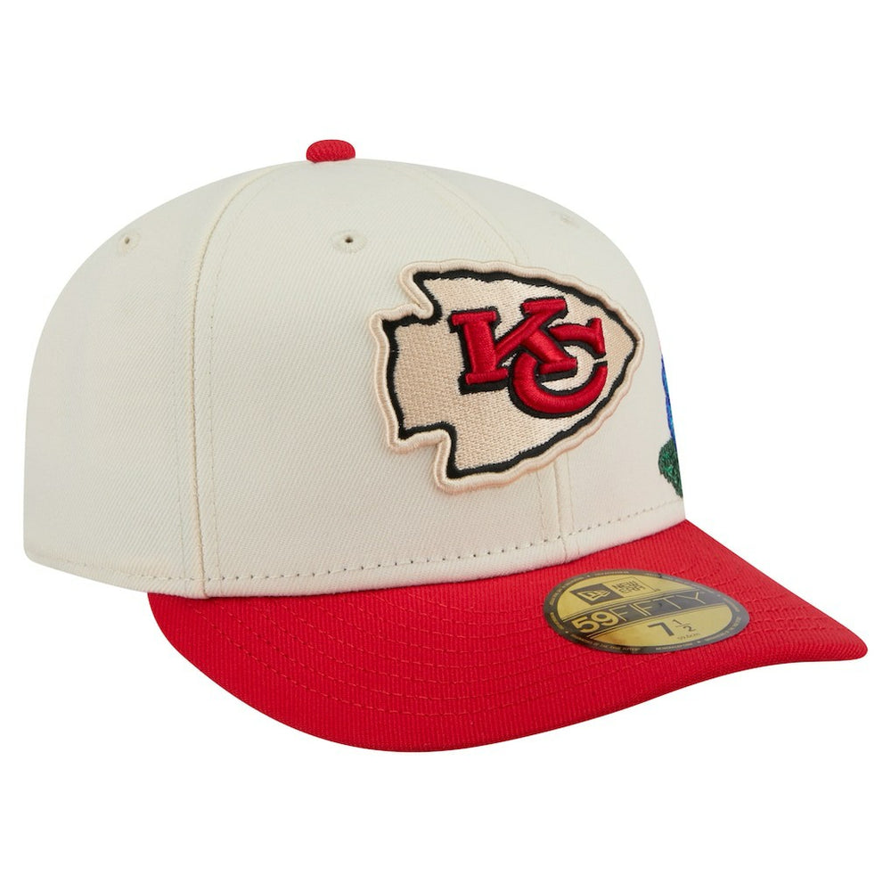 Kansas City Chiefs New Era Tonal Floral 59FIFTY Fitted Hat - Cream/Red cheap
