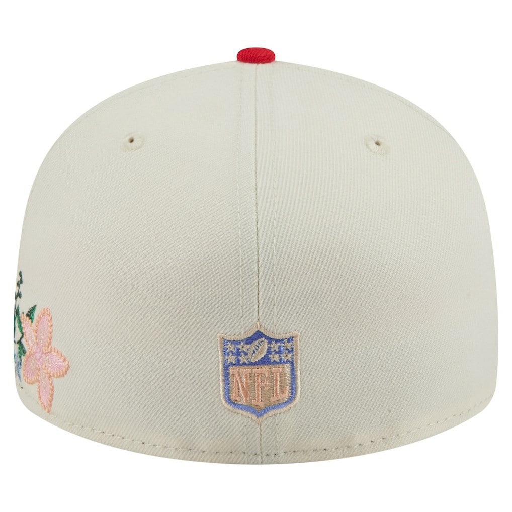 Kansas City Chiefs New Era Tonal Floral 59FIFTY Fitted Hat - Cream/Red cheap