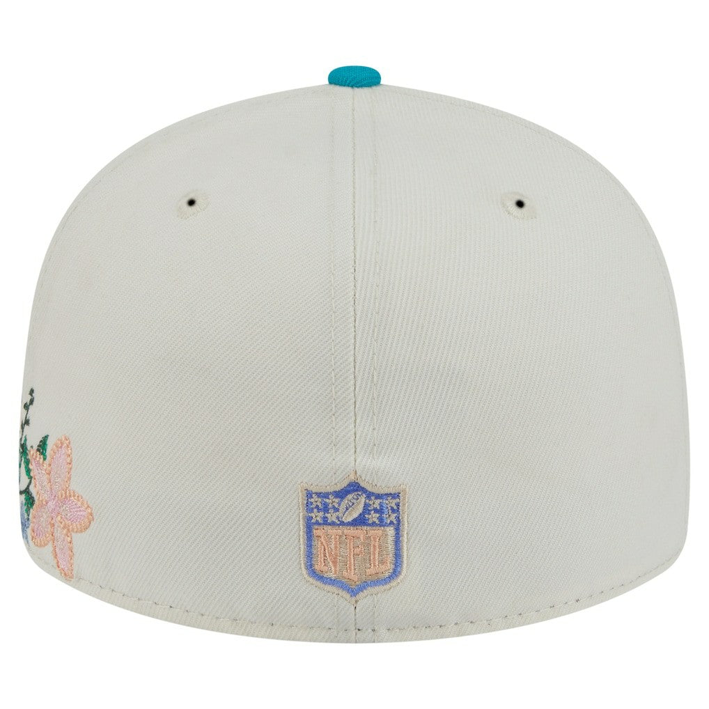 Miami Dolphins New Era Tonal Floral 59FIFTY Fitted Hat - Cream/Aqua online