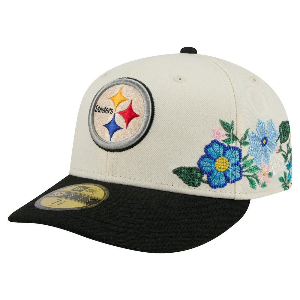Pittsburgh Steelers New Era Tonal Floral 59FIFTY Fitted Hat - Cream/Black outlet