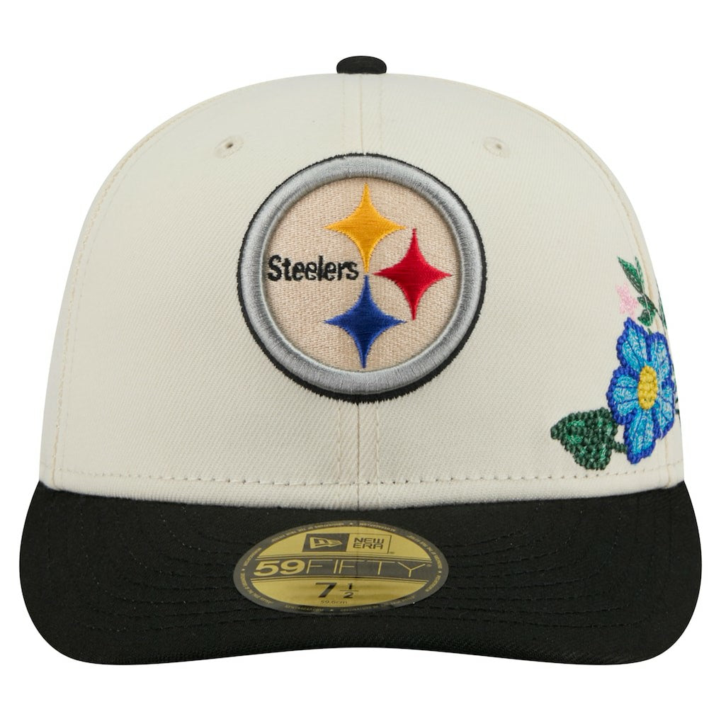 Pittsburgh Steelers New Era Tonal Floral 59FIFTY Fitted Hat - Cream/Black outlet