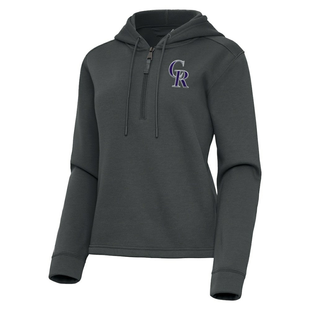 Colorado Rockies Antigua Women's Contemporary Quarter-Zip Hoodie Pewter