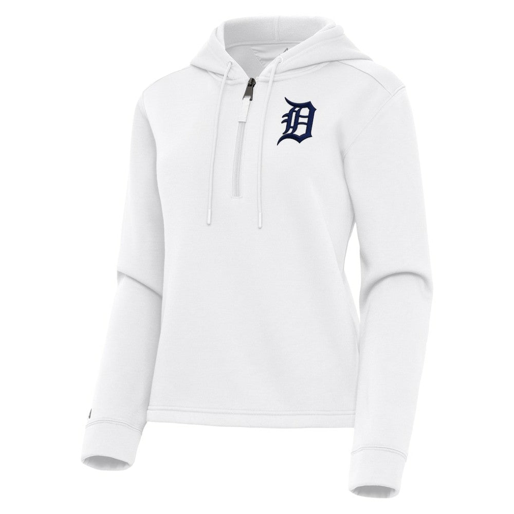 Detroit Tigers Antigua Women's Contemporary Quarter-Zip Hoodie White