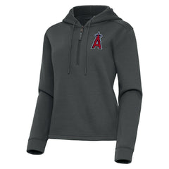 Los Angeles Angels Antigua Women's Contemporary Quarter-Zip Hoodie Pewter