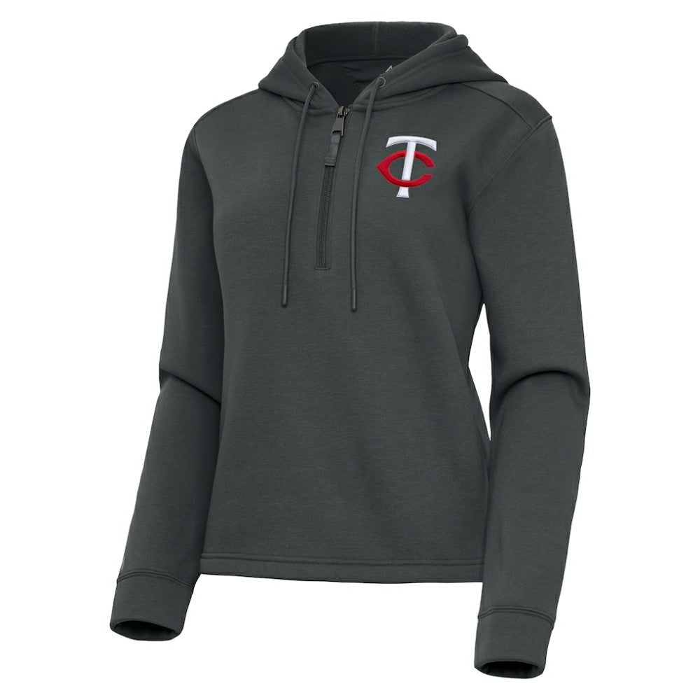 Minnesota Twins Antigua Women's Contemporary Quarter-Zip Hoodie Pewter