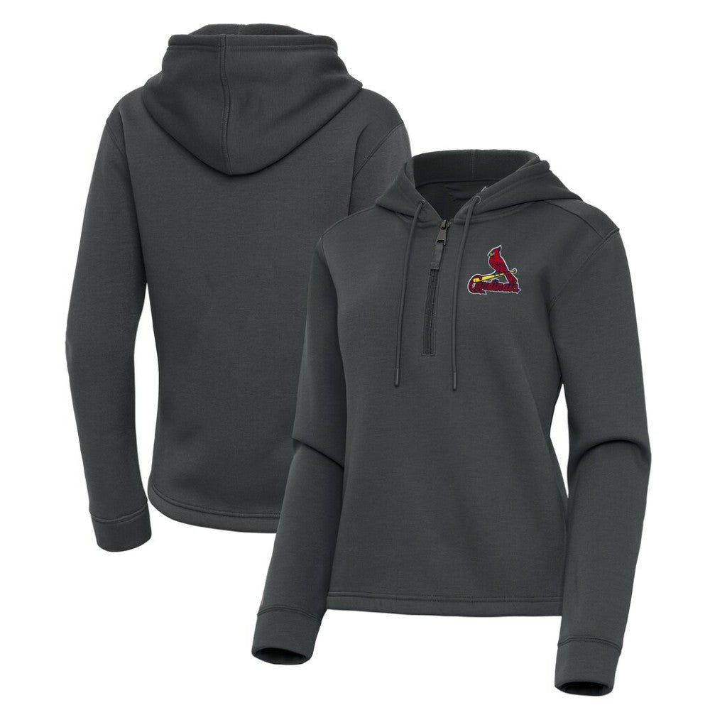 St. Louis Cardinals Antigua Women's Contemporary Quarter-Zip Hoodie Pewter