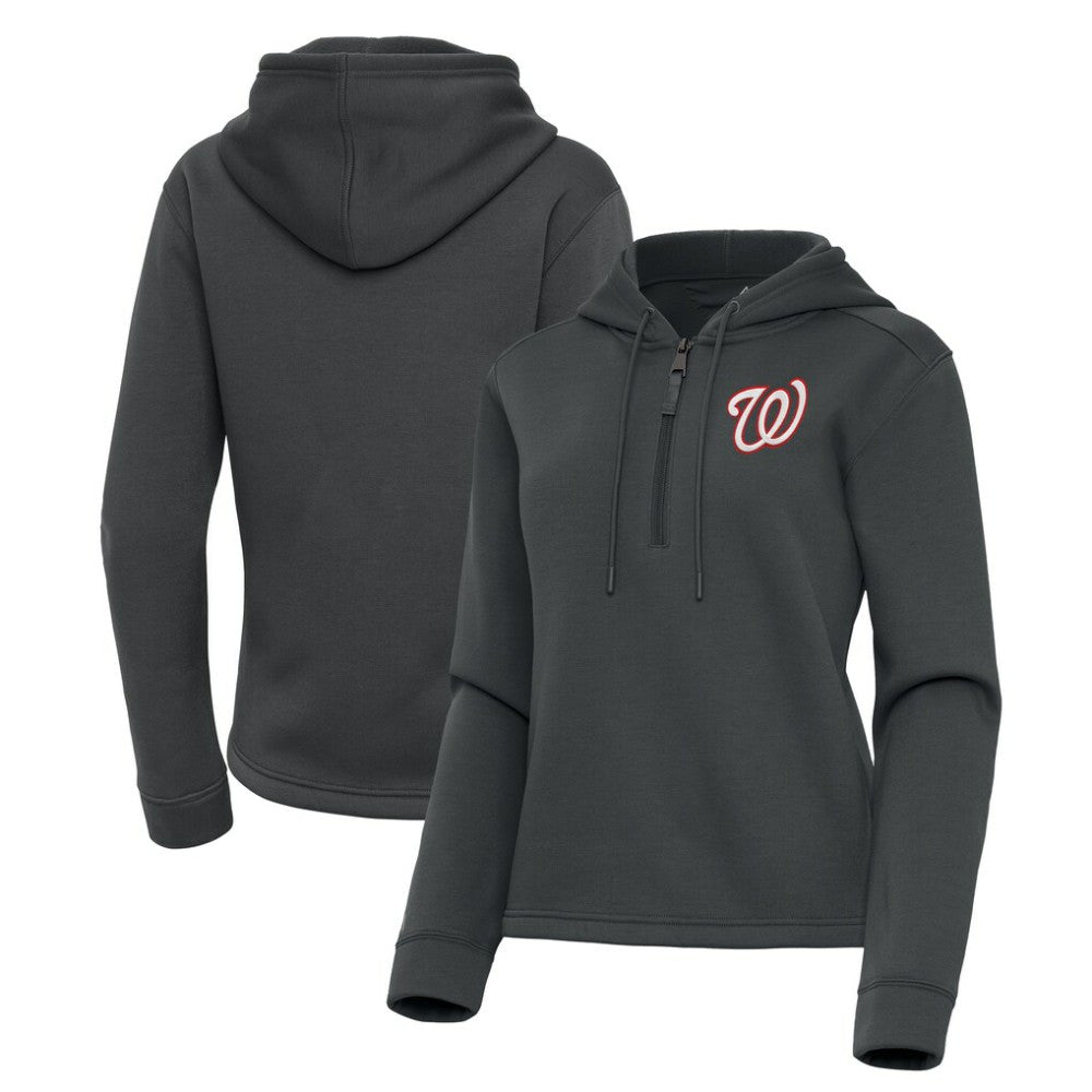 Washington Nationals Antigua Women's Contemporary Quarter-Zip Hoodie Pewter