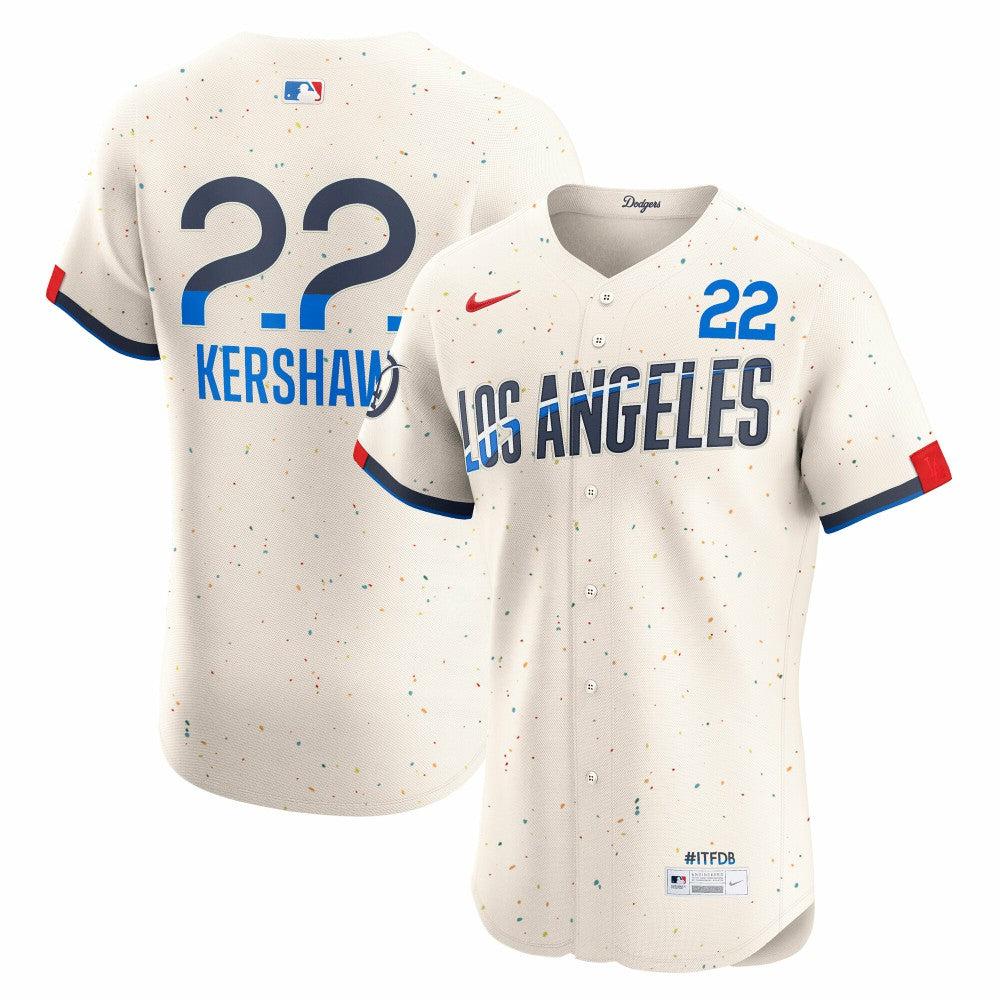 Clayton Kershaw Los Angeles Dodgers City Connect Elite Jersey Cream