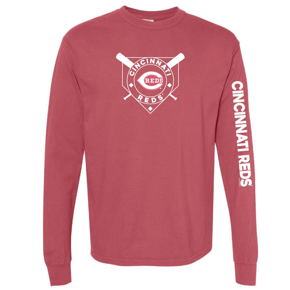 Cincinnati Reds Soft as a Grape Women's Pigment Dye Long Sleeve T-Shirt Red
