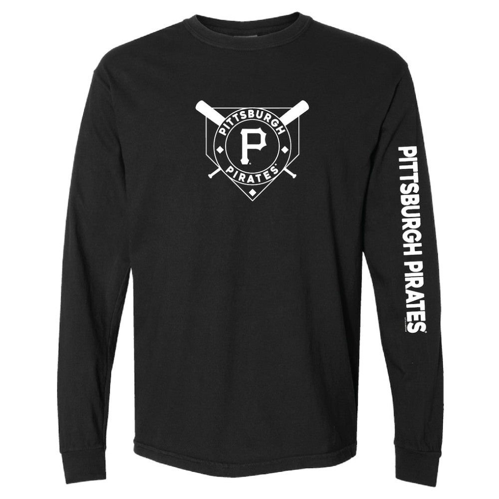 Pittsburgh Pirates Soft as a Grape Women's Pigment Dye Long Sleeve T-Shirt Black