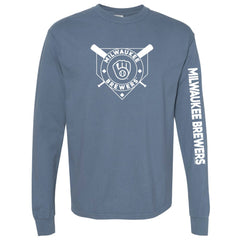 Milwaukee Brewers Soft as a Grape Women's Pigment Dye Long Sleeve T-Shirt Navy