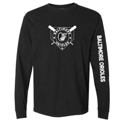 Baltimore Orioles Soft as a Grape Women's Pigment Dye Long Sleeve T-Shirt Black