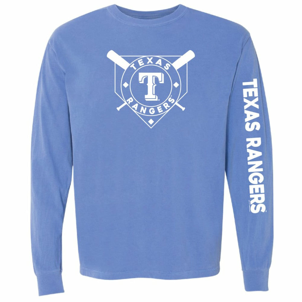Texas Rangers Soft as a Grape Women's Pigment Dye Long Sleeve T-Shirt Royal