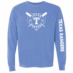 Texas Rangers Soft as a Grape Women's Pigment Dye Long Sleeve T-Shirt Royal