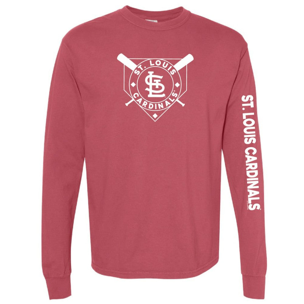 St. Louis Cardinals Soft as a Grape Women's Pigment Dye Long Sleeve T-Shirt Red