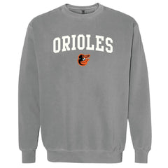 Baltimore Orioles Soft as a Grape Women's Pigment Dye Pullover Sweatshirt Charcoal