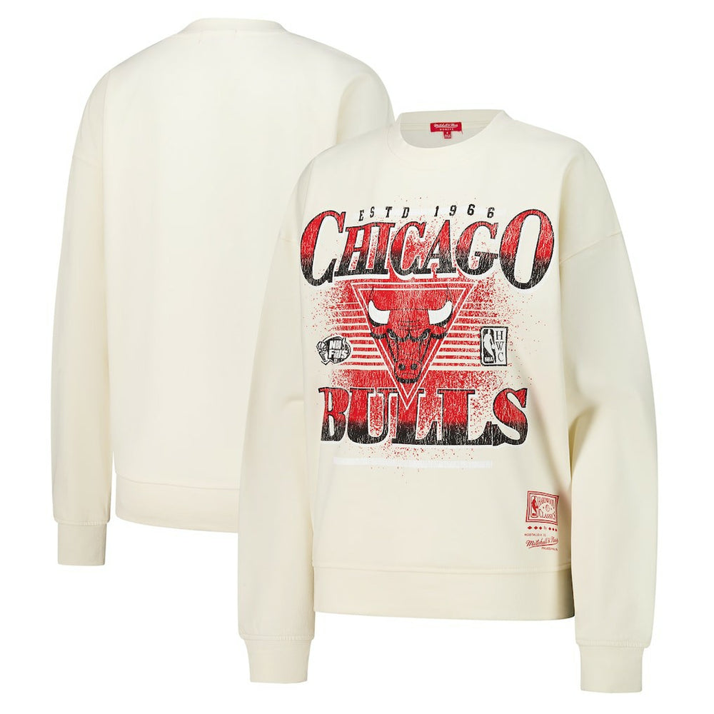 Chicago Bulls Women's Oversprayed Pullover Sweatshirt - Cream on sale