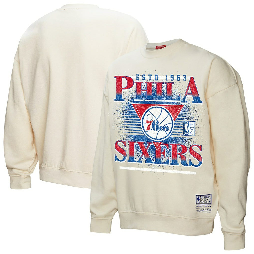 Philadelphia 76ers Women's Oversprayed Pullover Sweatshirt - Cream cheap