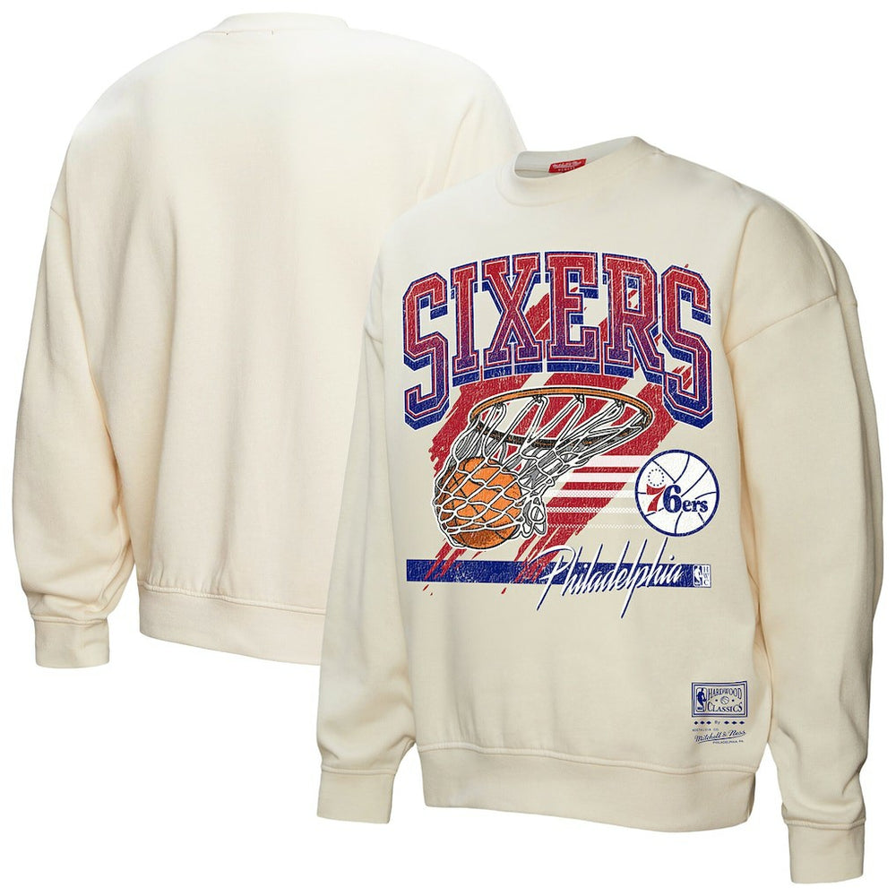 Philadelphia 76ers Women's Brush Bucket Pullover Sweatshirt - Cream sale