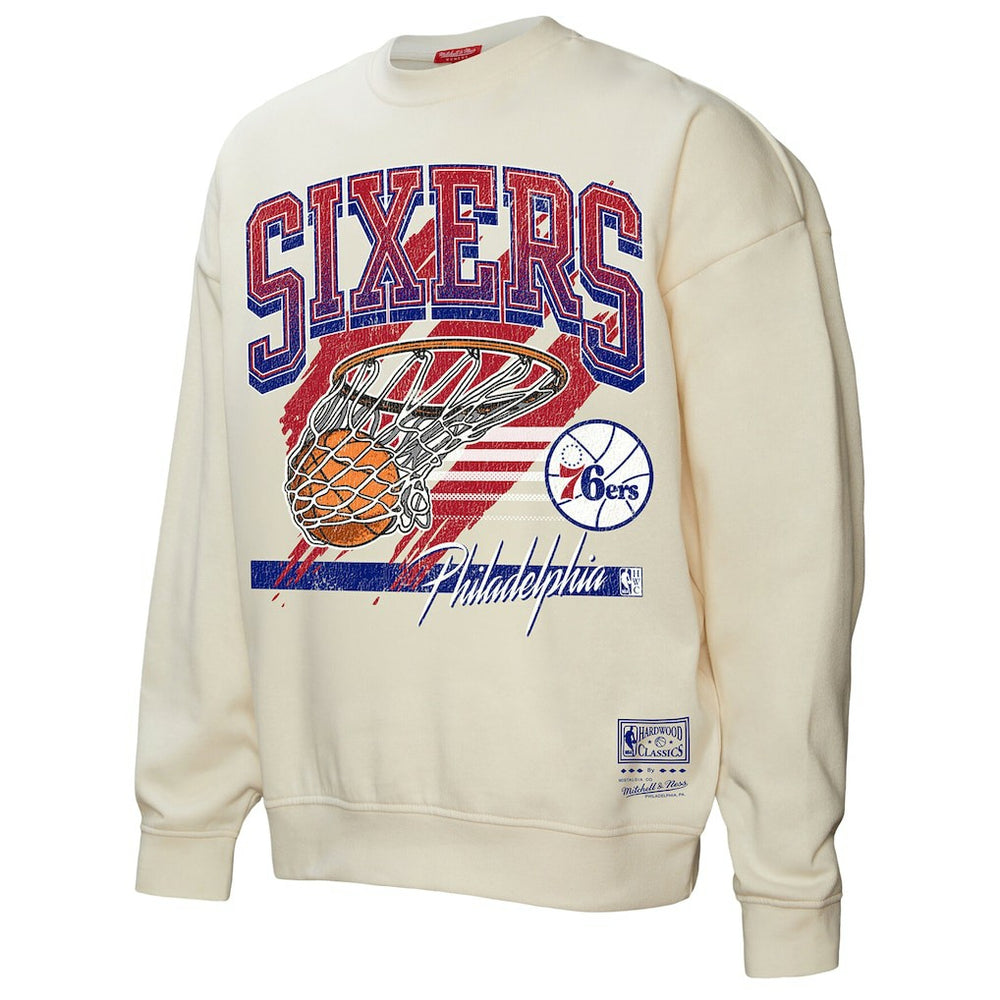 Philadelphia 76ers Women's Brush Bucket Pullover Sweatshirt - Cream sale