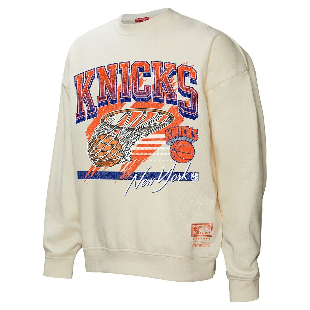 New York Knicks Women's Brush Bucket Pullover Sweatshirt - Cream on sale
