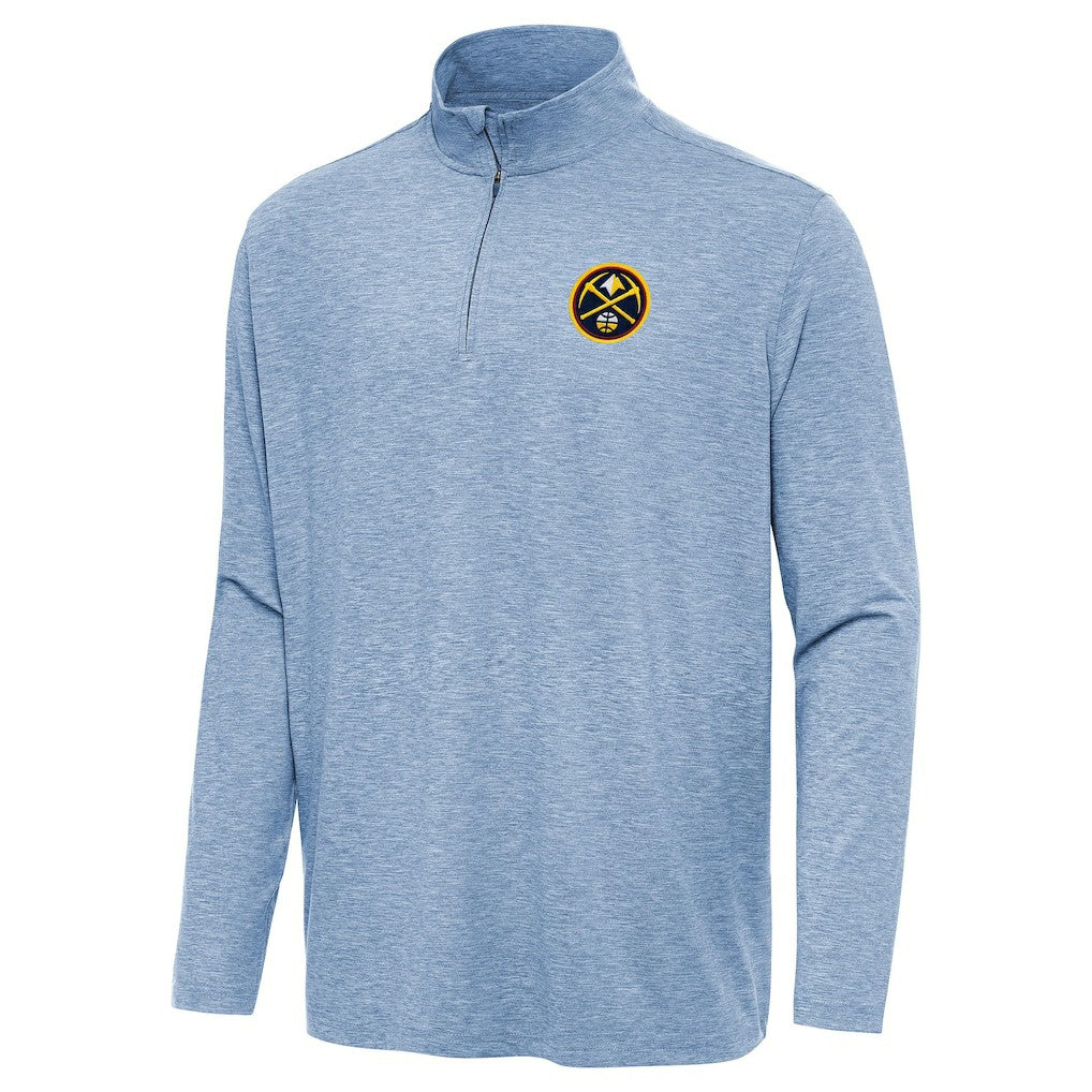 Denver Nuggets Antigua Hunk Quarter-Zip Top sale - Heather Blue discount