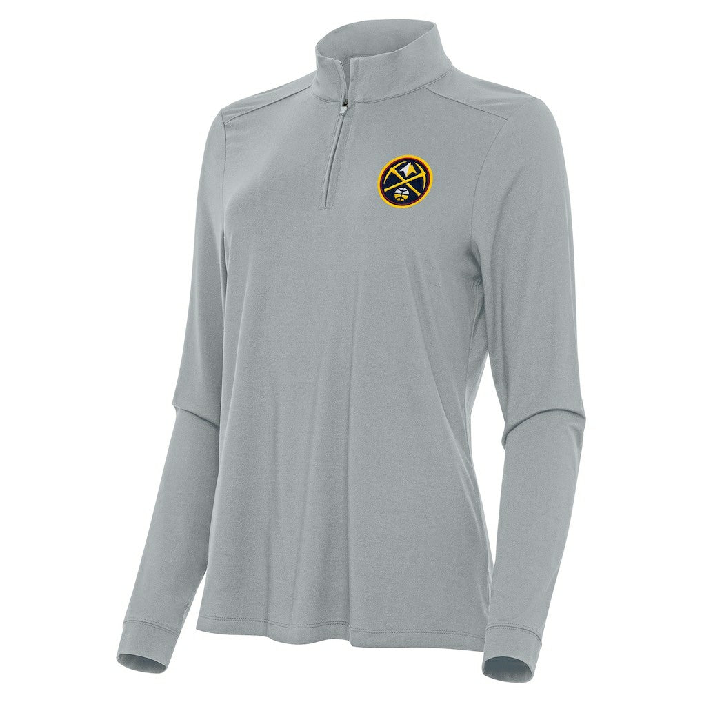 Denver Nuggets Antigua Women's Intent Quarter-Zip Top sale - Gray on sale